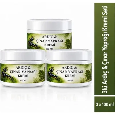ÇareBurada Ardıç ve Çınar Yaprağı Kremi 3'lü Set 3 x 100 ml - Mentol ve Limon Yağı İçeren Cilt Bakım Kremi