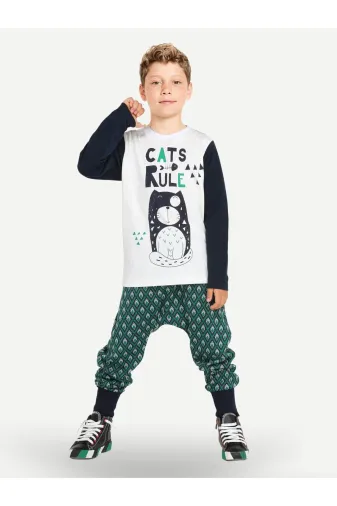 Casabony CS-23K-009 Cats Rule Erkek Çocuk Pantolon + T-Shirt Takım