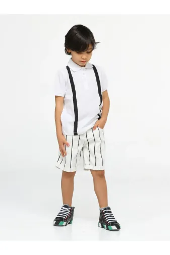 Casabony CS-24Y-047 Çizgili Gabardin Erkek Çocuk Şort