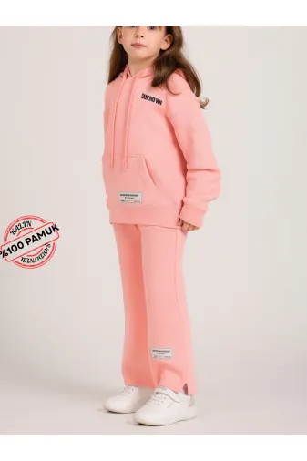 Casabony CS-25S-050 Pembe %100 Pamuk Şardonlu Kız Çocuk Eşofman Takım