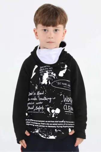 Casabony MestrendTR- erkek-sweatshirt Ninja Casa Baskılı Siyah Unisex Sweatshirt Bn-069-Mestrendtr-Mestrendtr