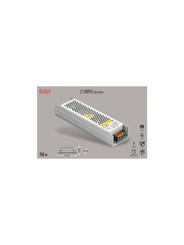 Cata Ct-2577 21 Amper Şerit Led Trafosu 250W Slim Model Ampul