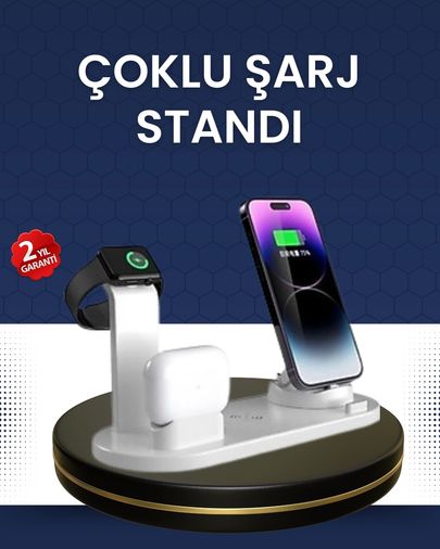 ÇAVDAR TRİTHLTXUCZÇOKLUŞARJSTANDI-3-BLNCCC Modern Tasarımlı Çok Fonksiyonlu Kablosuz Şarj Standı