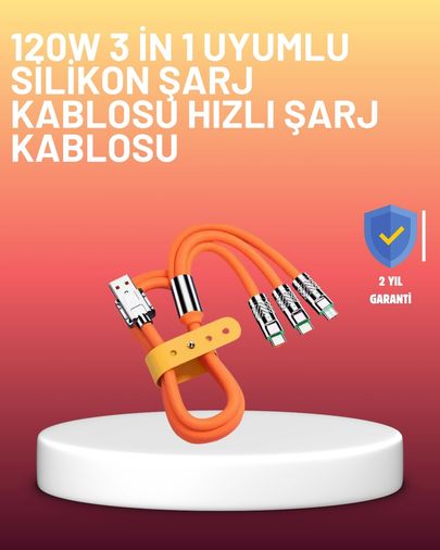 ÇAVDAR TRİTHLTXUCZZZS219ŞARJKABLOSUUUUUU-3-BLNCCC 120W Şarj Destekli 3 Ü 1 Arada Çoklu Şarj Kablosu - 1.2 Metre