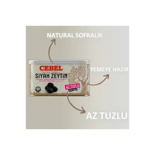 CEBEL SİYAH ZEYTİN AZ TUZLU TENEKE 750 ĞR
