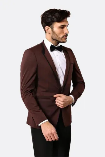Ceket Desenli Bordo Damatlık | Wessi - 54 / Bordo