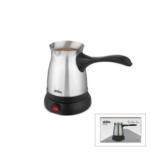 Çelik Elektrikli Cezve Türk Kahve Makinesi - 6FİNCAN=500ML 360° Kablosuz Kullanım Katlanır Kulp SCM-