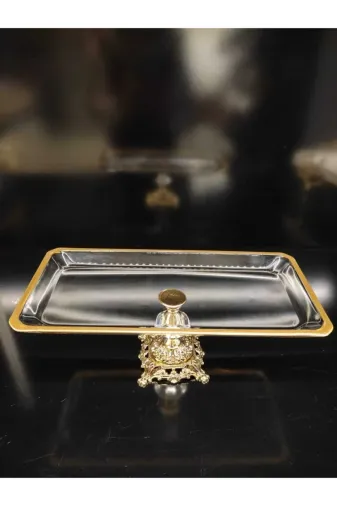 Cemile TYC00355280093 Gold Ayaklı Baton Pastalık Kek Servis 30X15X12Cm