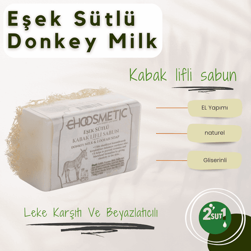 choosmetic 9q6rPLNCgs Doğal Eşek Sütlü Kabak Lifli Sabun | Arındırıcı & Ferahlatıcı | 120 Gr