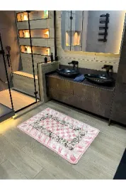 Çiçek Desen Pembe Renk - Banyo Papası (60 x 100)