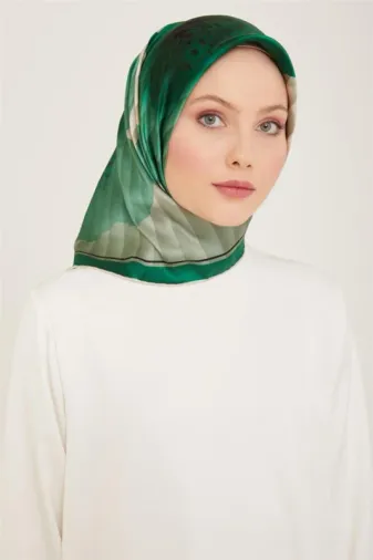 Çiçek Desenli Twill İpek Eşarp 24Ya9100 87 85