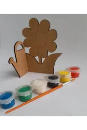 Çiçek Su Kabı Çocuk Ahşap Boyama Yaz Okulu Kurs Aktivite Etkinlik Sanat Hobi Seti