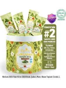 Çift Hidrolize Toz Kolajen Peptitleri(10gr) & 2gr Saf Matcha | Detox | Doğal Çilek Aroması | 30 Saşe