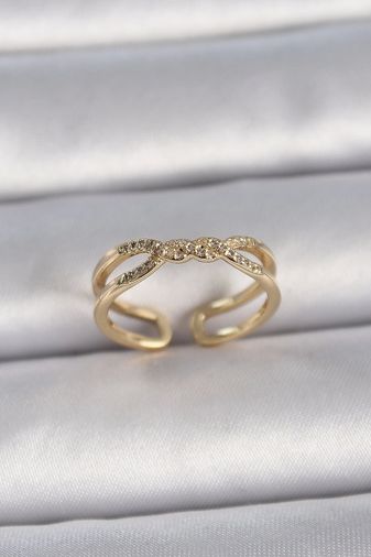 Clariss BYK3400-BLNC Pirinç Gold Renk Ayarlanabilir Zirkon Taşlı Sarmal Model Kadın Yüzük Çok Renkli