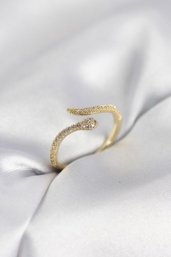 Clariss BYK4133-BLNC Gold Renk Yılan Model Zirkon Taşlı Kadın Yüzük Çok Renkli