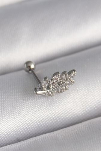 Clariss PR1259-BLNC 316L Çelik Gümüş Renk Zirkon Taşlı Dal Tragus Piercing