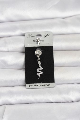 Clariss PR1392-BLNC 316L Cerrahi Çelik Sallantılı Yılan Model Göbek Piercing Çok Renkli