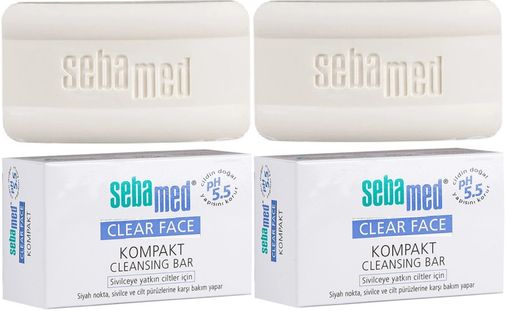Clear Face Kompakt Yüz Temizleme Barı Sabun Sivilceye Yatkın Cilt 100GR (2 Li Set)