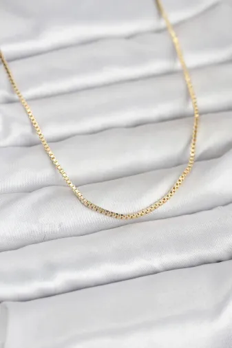 CM 14K Gold Renk Kare Zincirli Model 60 cm Kadın Kolye TJ-BKO10941