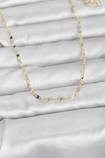 CM 14K Gold Renk Yassı Gemici Zincir Model 60 cm Kadın Kolye