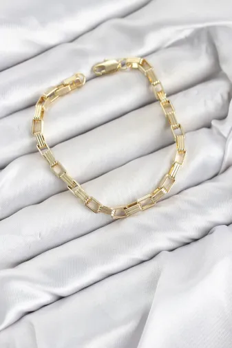 CM Kare Halka Model Gold Renk Pirinç Kadın Bileklik TJ-BB8592