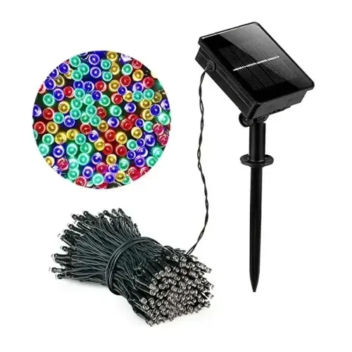 Çok Renkli 100 Led Solar Işık 11 Metre Bahçe Dekorasyonu