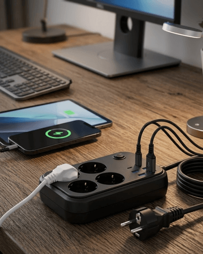 Çoklu Priz Ve Usb Şarj Ünitesi 4 Soket 2 Type C Güvenli Enerji Yönetimi