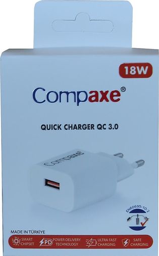 Compaxe CTA-150QCUL24B 5 Volt 2.4 Amper Hızlı Şarj Lightning to USB Kablolu Set 18 Watt Gerçek Değer