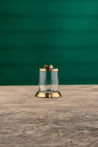 Cornella CR-1741 Line Dekoratif Cam Kavanoz Gold Küçük
