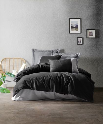 Cotton Box Rf Plain -Siyah Gri- Tek Kişilik Nevresim Takımı