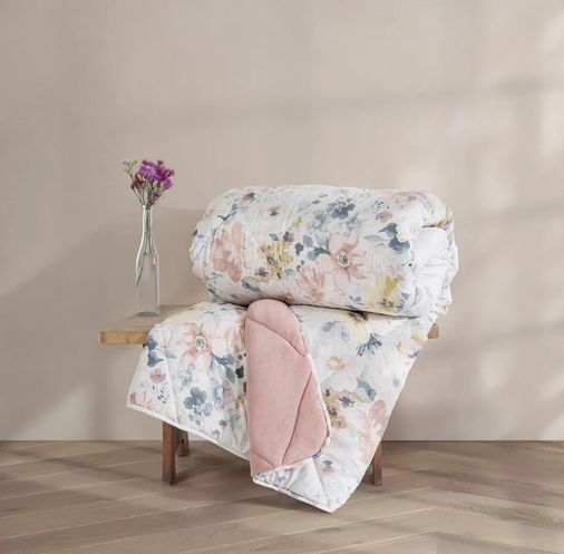 Cotton Box Velvet -Dalya Pudra- Tek Kişilik Yorgan Çift Taraflı (155x215)