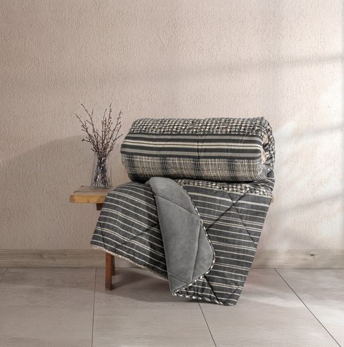 Cotton Box Velvet -Timbre Antrasit- Tek Kişilik Yorgan Çift Taraflı (155x215)