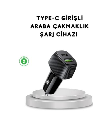 Ctstones 120386618 Mey İthalat 38W Araç Şarj Cihazı Type-C Pd Usb Hızlı Şarj Çift Port
