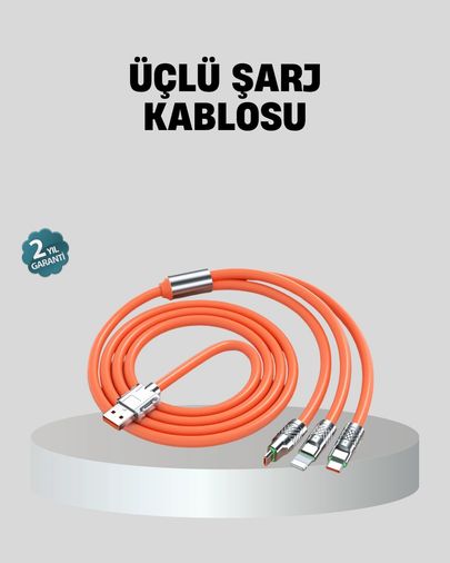 Ctstones 120386797 Mey İthalat Üçlü Şarj Kablosu Yüksek Hızlı, Dayanıklı Ve Uzun Ömürlü