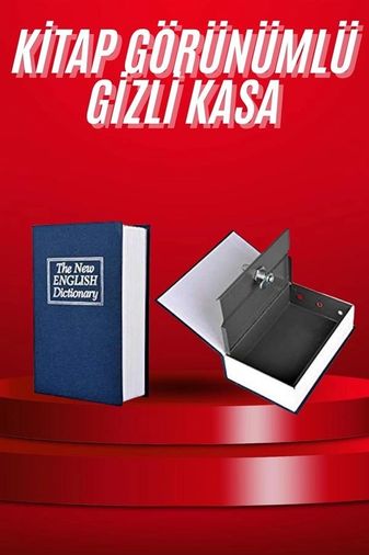 Ctstones 120386853 Mey İthalat Kitap Görünümlü Gizli Kasa Büyük Boy Anahtarlı Kilitli Para Kasası