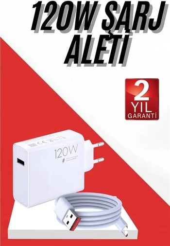 Ctstones 120386873 Mey İthalat 120W Şarj Aleti Hızlı Çift Turbo Şarj Aleti Seti Beyaz