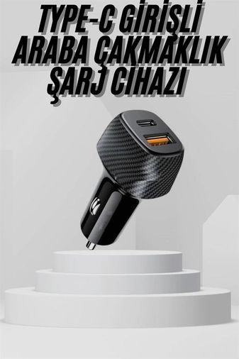 Ctstones 120386892 Mey İthalat Araç İçi Şarj Cihazı 38W Güç Kapasiteli Type-C Girişli Araba Çakmaklık