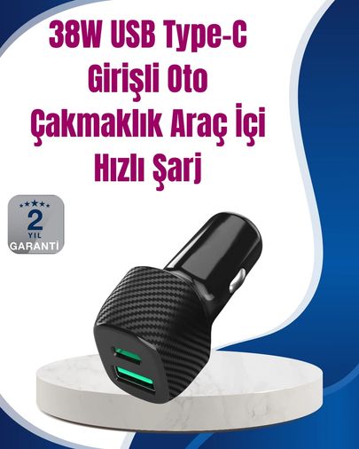 Ctstones 120386924 Mey İthalat Power Delivery Destekli 38W Araç Tipi Hızlı Şarj Cihazı