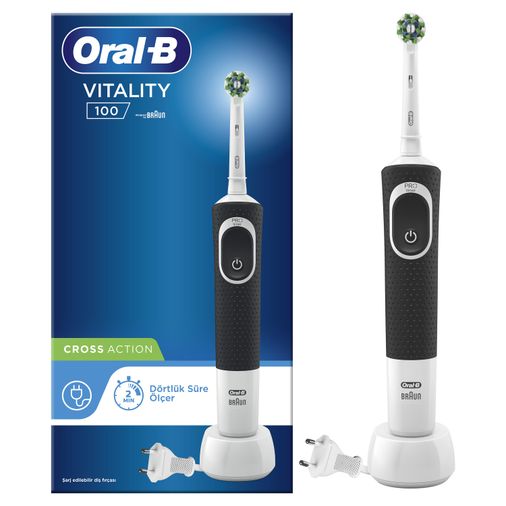 D100 Vitality Cross Action Siyah Şarjlı Diş Fırçası
