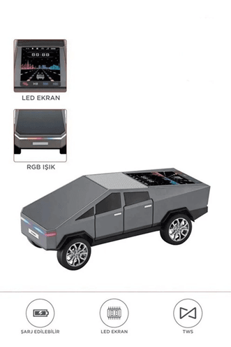 D68 Cyber Model Araba Tasarımlı Bluetooth Hoparlör 15w Güçlü Ses Rgb Led /tws/usb Gri