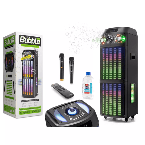 D78TcjmntQ Subzero Wr171 12"x2 100W 2 Kablosuz Mikrofonlu Kumandalı Baloncuk Çıkartan Rgb Bluetooth/usb/sd Müzik Kutusu