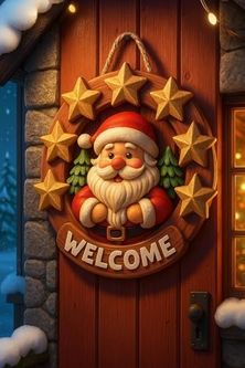 Da 131575556 Yuvarlak Yıldızlı Ahşap Noel Kapı Süsü Yılbaşı Mazemeleri Yılbaşı Temalı Hediyeler 2026 23-23 Cm