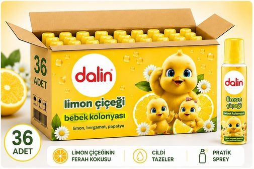 Dalin Bebek Kolonyası 150ML Limon Çiçeği (Limon-Bergomat-Papatya) (36 Lı Set)