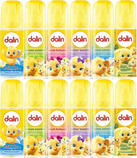 Dalin Bebek Kolonyası 150ML (Okyanus-Orman-Deniz-Çiçek-Bahar-Limon) (Karma 12 Li Set)