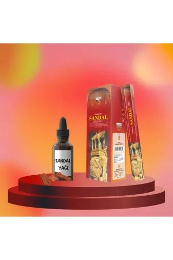 Darshan caresandalset Sandal  Ağacı Günün Yorgunluğu Tütsü Seti 20 Çubuk Ve 20 Ml Yağ