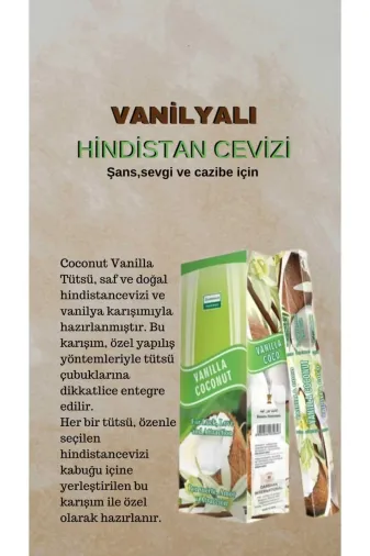 Darshan hnidysga20 Vanilyalı Hindistan Cevizi ( Şans, Sevgi Ve Cazibe ) Tütsüsü 20 Çubuk