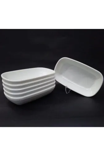 datcha home 25256383 6 Adet Beyaz Melamin Kayık Tabak 13X8 Cm  Küçük Boy