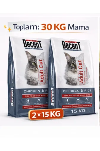 Decent ST00045 Tavuk Etli Yetişkin Kedi Maması 15 Kg ( 2 Adet )