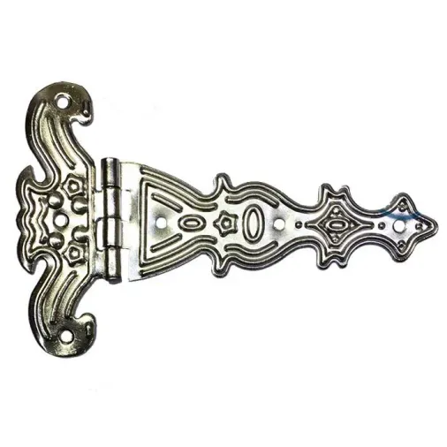 Dekoratif, Tek Kuyruklu Menteşe - 69x102 mm, Büyük, Nikel, 1 Adet