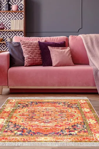 Dekoreko 1697-Trend-1 Eko Trend Djt Halı Yıkanabilir Kaymaz Taban 1697 Persian Turuncu